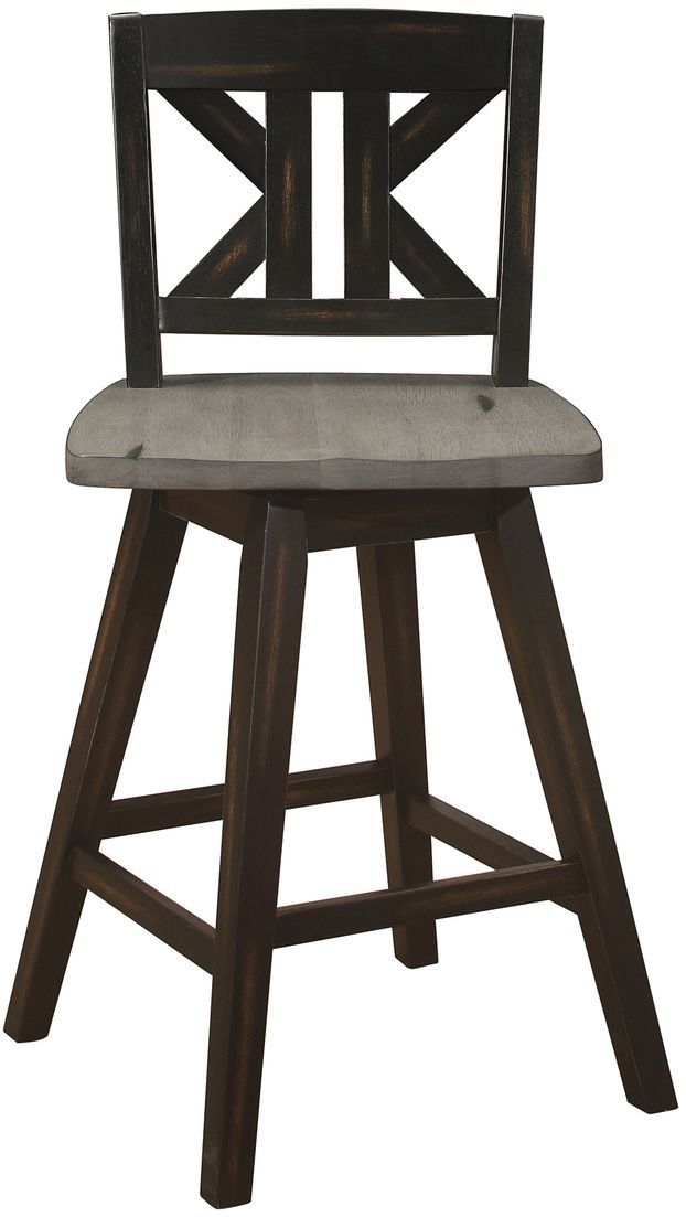 Mazin Furniture Amsonia Black/Distressed Gray Swivel Counter Chair-2
