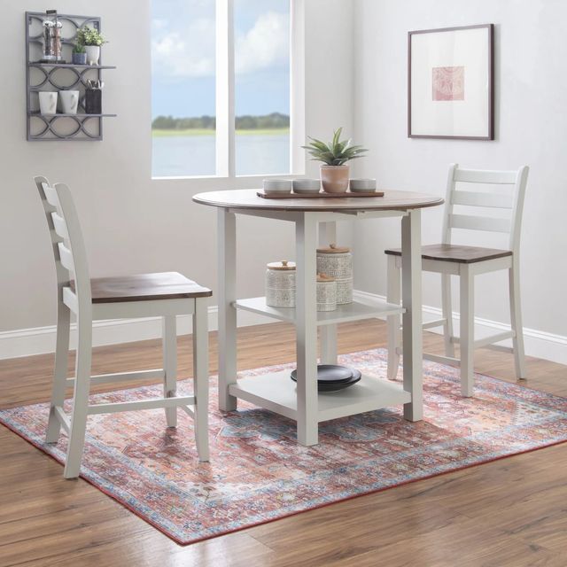 Powell® Vail 3-Piece Silver Birch/Wire Brushed Oak Counter Dining Set-2