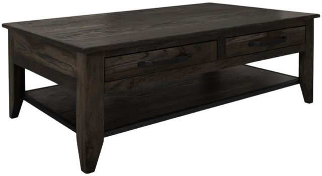 International Furniture Direct Teak Stained Dark Cocktail Table-0