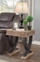 ACME Furniture Pellio Antique Oak End Table with Black Base-1