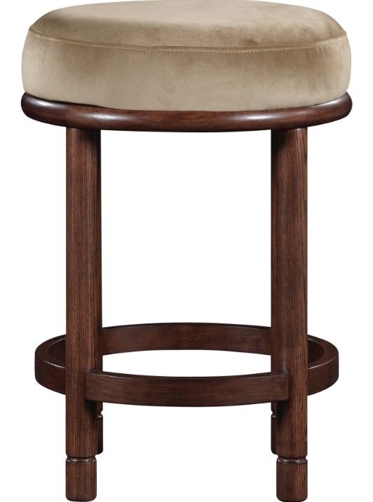 Meridian Furniture Monette Beige/Walnut Brown Upholstered Counter Stool-1