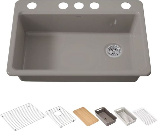 KOHLER® Riverby® Truffle 33" Undermount Single-Bowl Workstation Kitchen Sink with Accessories-0