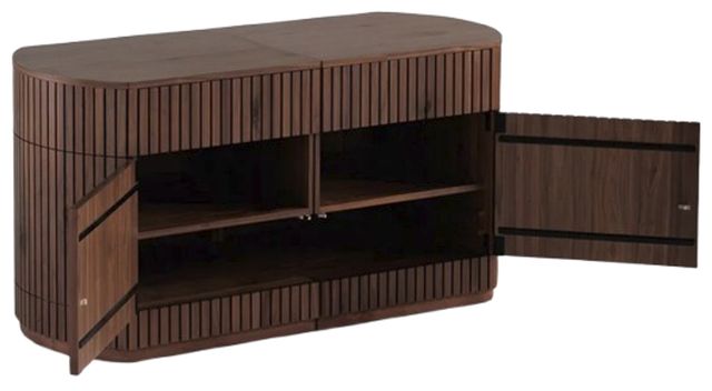Transformer Table Transformer Royal Walnut Round Fluted Sideboard-2