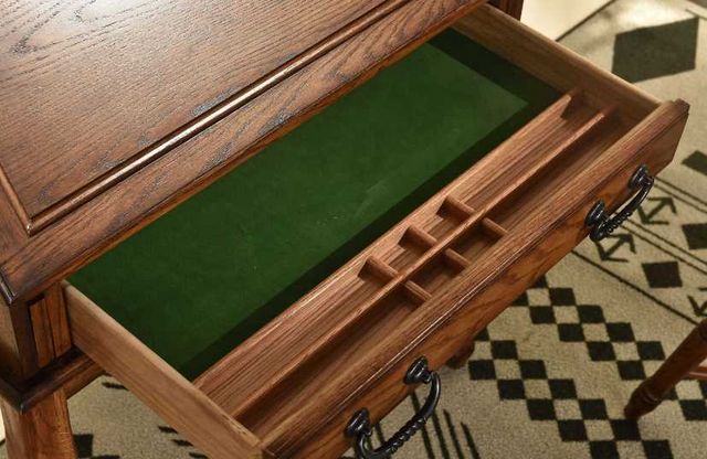 TEI Burnished Walnut Secretary Drop Leaf Desk-5