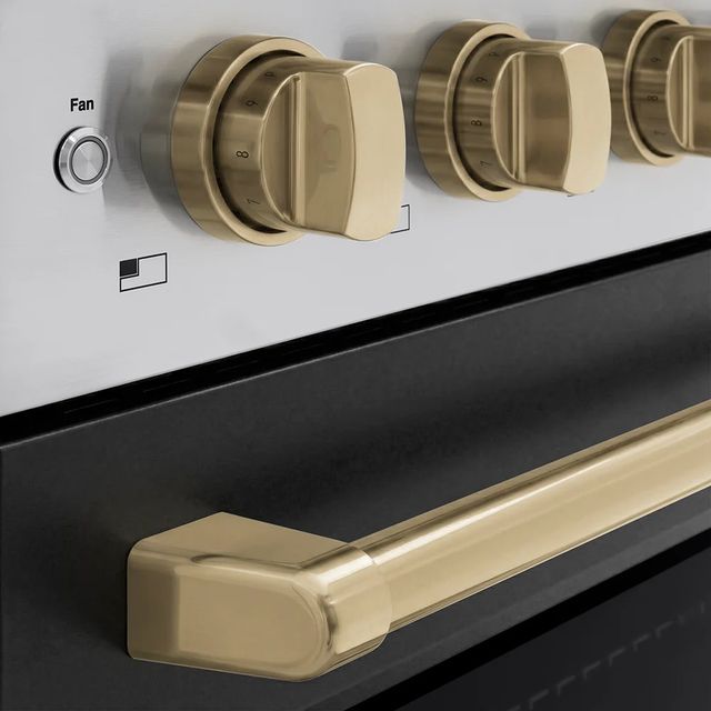 ZLINE Autograph Edition Paramount 36" Stainless Steel Pro Style Induction Range with Black Matte Door and Champagne Bronze Accents-3