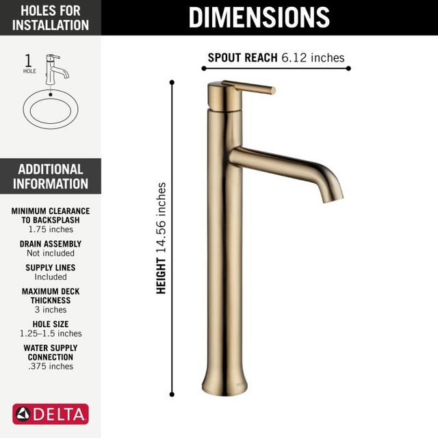 Delta Trinsic® Champagne Bronze Single Handle Lever Vessel Bathroom Faucet-1