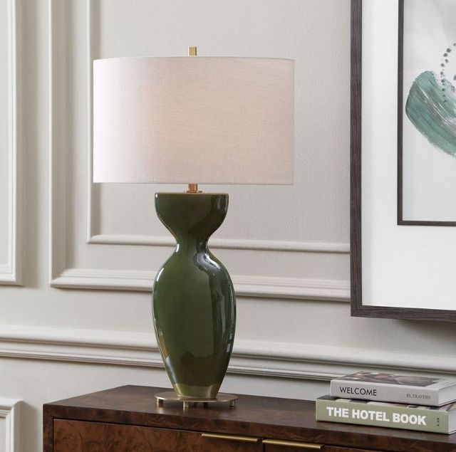 Uttermost® Curhan Moss Green Glaze Table Lamp-1
