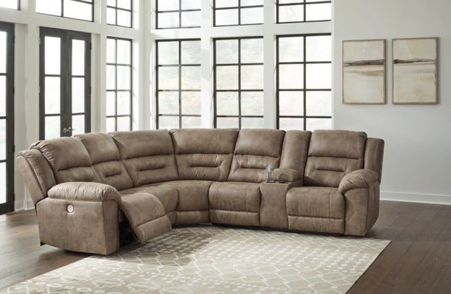 Signature Design by Ashley® Ravenel 3-Piece Fossil Power Reclining Curved Sectional-1