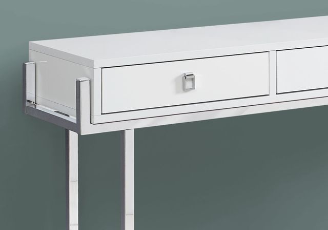 Monarch Specialties Inc. Glossy White 48" Console Table with Chrome Metal Base-1