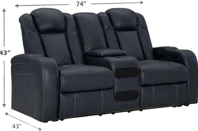 Signature Design by Ashley® Fyne-Dyme Sapphire Power Reclining Loveseat with Adjustable Headrest-2