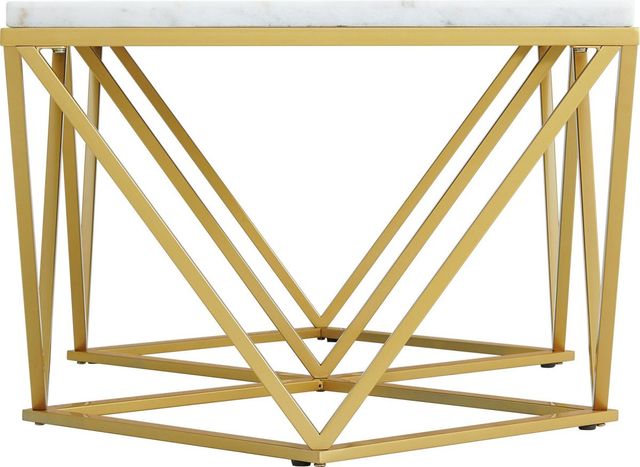Elements International Riko White Rectangular Coffee Table with Gold Base-2