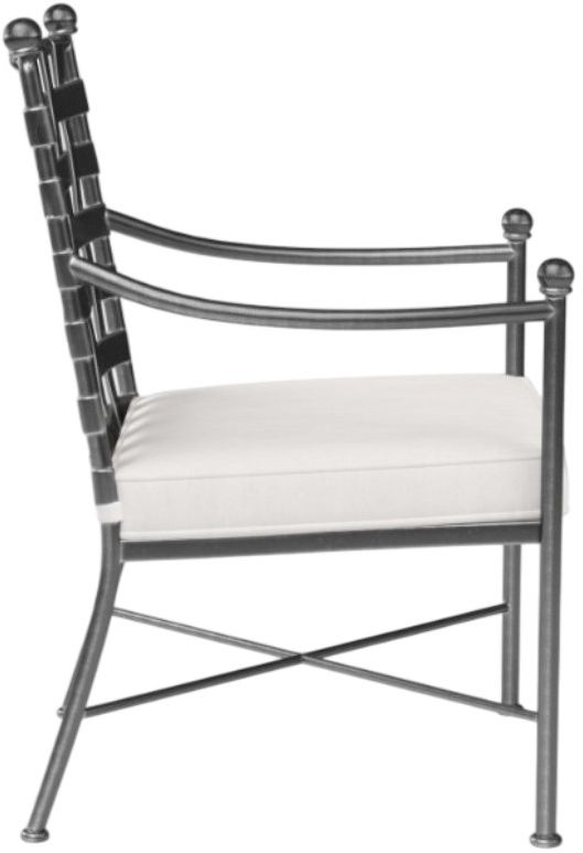 Sunset West Provence Canvas White/Century Pewter Iron Outdoor Dining Chair-1