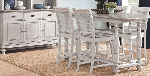 Sunny Designs™ Westwood Village Taupe Gray Counter Table with Antique White Frame-2