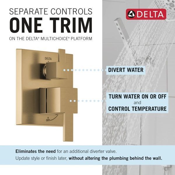 Delta Modern Monitor® 14 Series Champagne Bronze Shower with Raincan, Hand Shower and Rough Valve-2