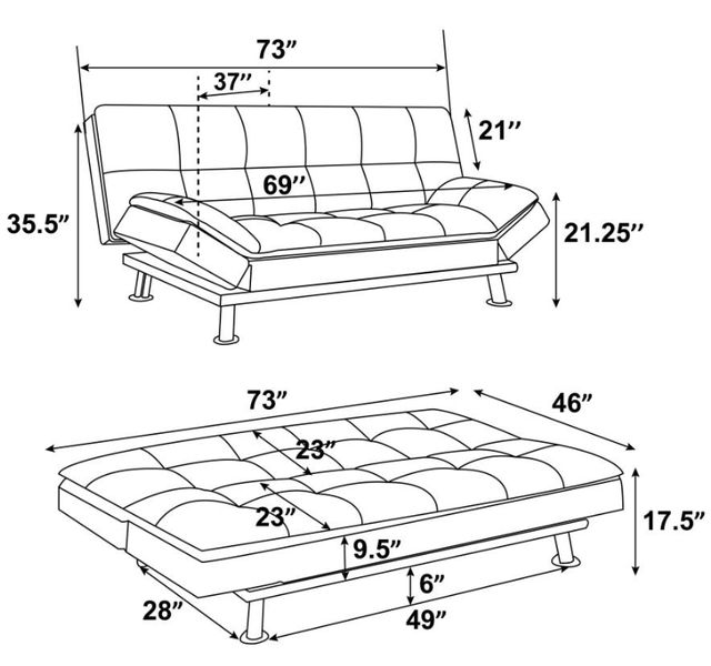 Coaster® Dilleston Gray Sofa Bed-2