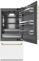 ZLINE Autograph Edition 36" 19.8 Cu. Ft. White Matte Built-In Bottom Freezer Refrigerator with Water Dispenser, Ice Maker, Graphite Gray Interior, and Polished Gold Accents-3