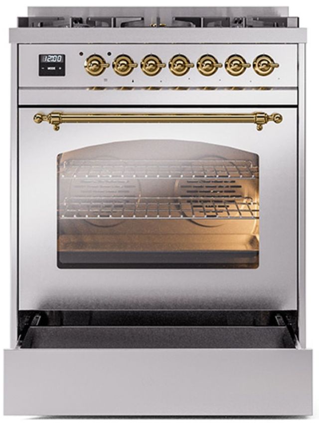 Ilve® Nostalgie II Series 30" Stainless Steel Pro Style Dual Fuel Range-3