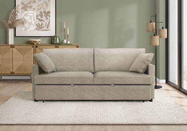 Monarch Specialties Inc. Brego-31 Light Beige Convertible Full Sleeper Sofa Bed-1