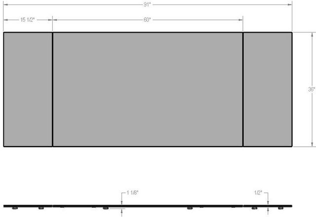 Amisco Customizable Amelia 91" Rectangular Extendable Table with 0.5" Taupe Glass Top and 2 Leaves-2