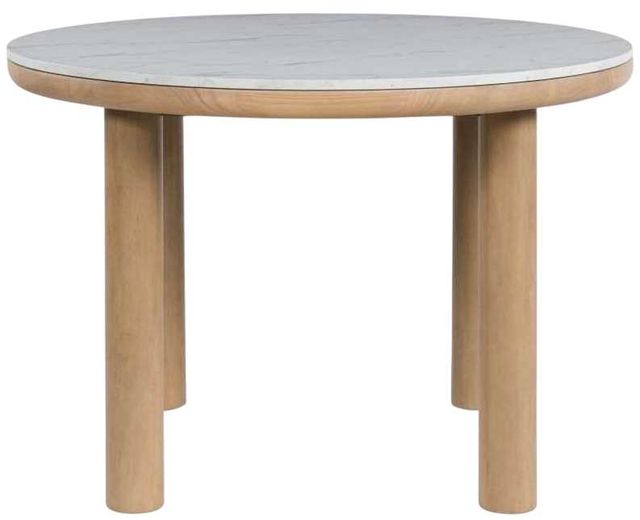 Signature Design by Ashley® Sawdyn White Round Dining Table with Light Brown Base-1