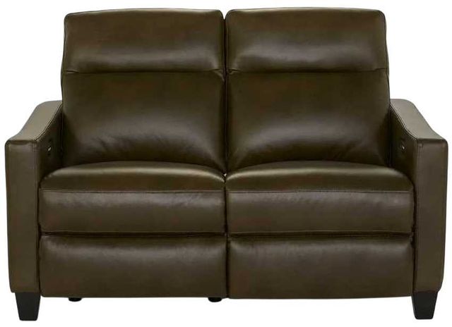 La-Z-Boy® Quinault Olive Leather Power Reclining Loveseat with Headrest-1