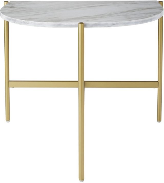 Signature Design by Ashley® Wynora White Marble Chairside End Table with Gold Legs -2