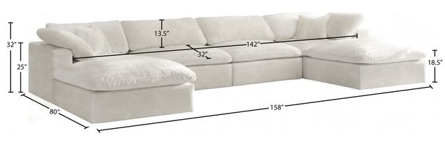 Meridian Furniture Cozy 6-Piece Cream 158" Upholstered Modular Sectional-1