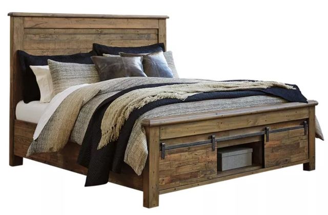 Signature Design by Ashley® Sommerford 5-Piece Brown California King Panel Bed with Storage Set-1