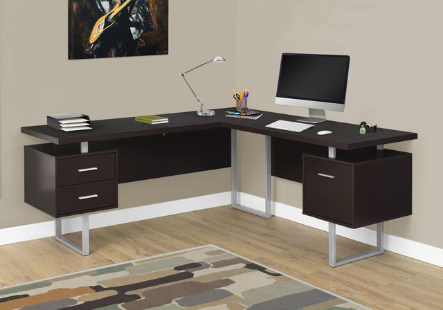 Monarch Specialties Inc. Espresso 70" L Shaped Computer Desk-0