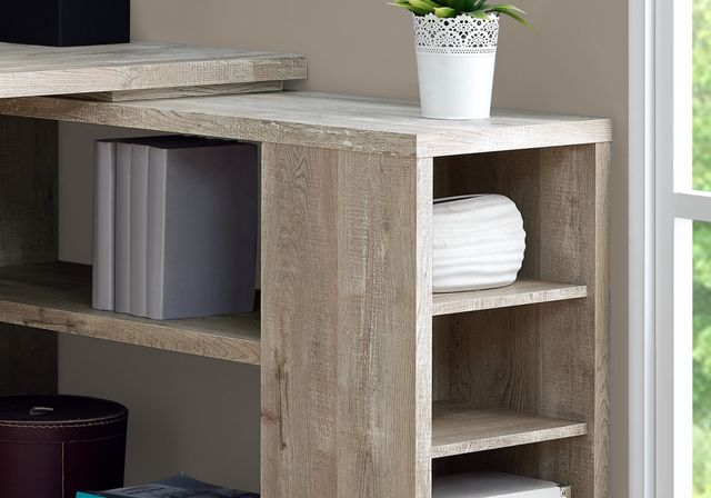 Monarch Specialties Inc. Taupe Reclaimed Wood L Shaped Corner Desk-2