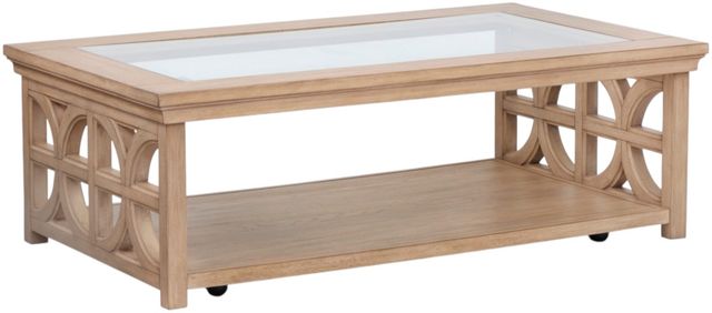 Magnussen Home® Coventry Honey Maple Rectangular Shelf Cocktail Table with Casters-0