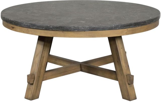 Riverside Furniture Weatherford Bluestone Coffee Table with Brown Base-2