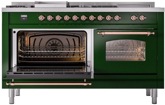 Ilve® Nostalgie II Series 60" Emerald Green Pro Style Dual Fuel Range-2