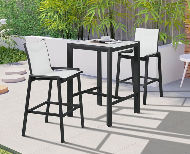 Meridian Furniture Nizuc White Polywood Outdoor Patio Square Bar Table-3