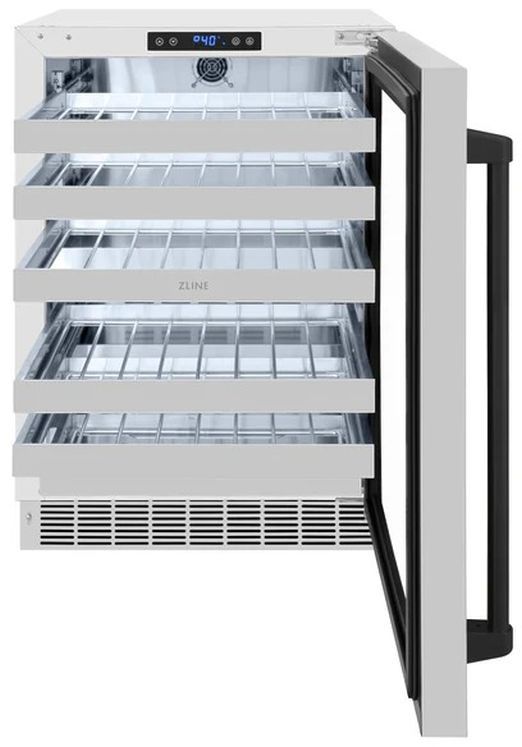 ZLINE Touchstone Autograph Edition 24" 4.8 Cu. Ft. Stainless Steel Wine Cooler with Glass Door and Matte Black Handle-1