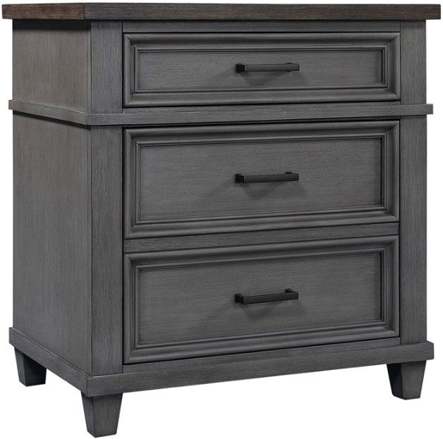 aspenhome® Caraway Aged Slate 2-Drawer Nightstand-0