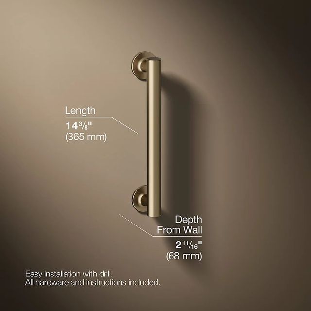 KOHLER® Purist® Vibrant Brushed Bronze 12" Grab Bar-2