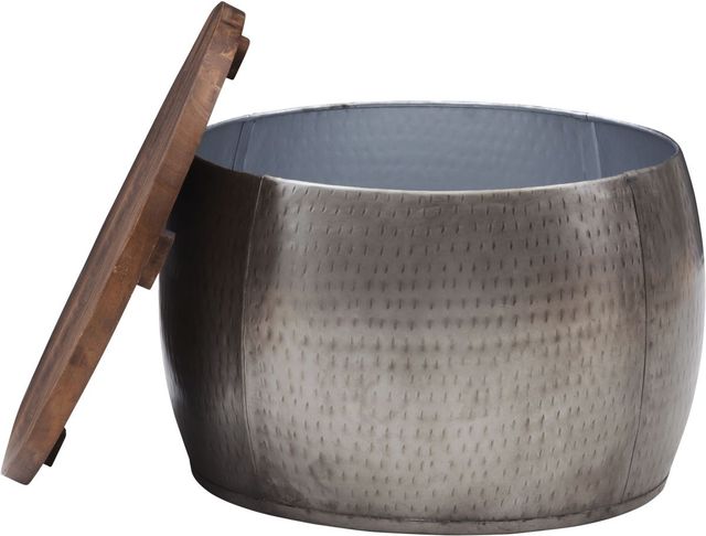 Powell® Dreyfus Brown Small Drum Table with Pewter Base-3