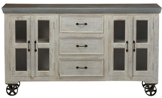 Jaipur Furniture Guru White Wash Galvanized Top Sideboard-1