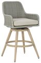 Signature Design by Ashley® Seton Creek 2-Piece Beige/Gray Outdoor Aluminum/Resin Wicker Swivel Bar Stool-1