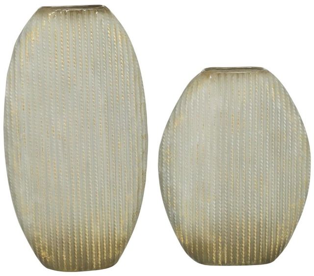 Deco Marche 2-Piece Gold Metal Decorative Vase with Gold Accents Set-0