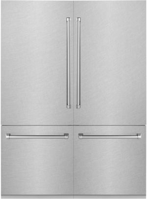 ZLINE 60 In. 32.2 Cu. Ft. Satin Stainless Steel Built In French Door Refrigerator
