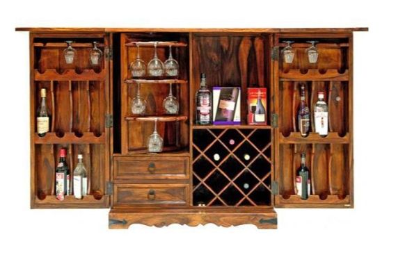 Jaipur Furniture Ganga Range Brown Large Bar Cabinet-0