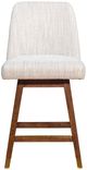 Armen Living Amelia 2-Piece Beige/Brown Oak Swivel Counter Stool Set-2