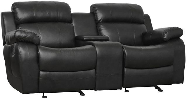 Homelegance® Marille Black Manual Double Glider Reclining Loveseat with Center Console-0