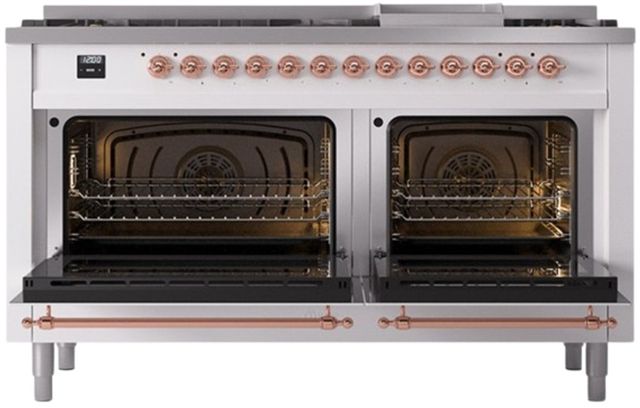 Ilve® Nostalgie II Series 60" White Pro Style Dual Fuel Range-1