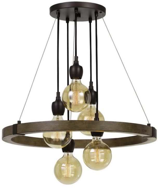 Cal® Lighting & Accessories Martos Pine/Iron Chandelier-0