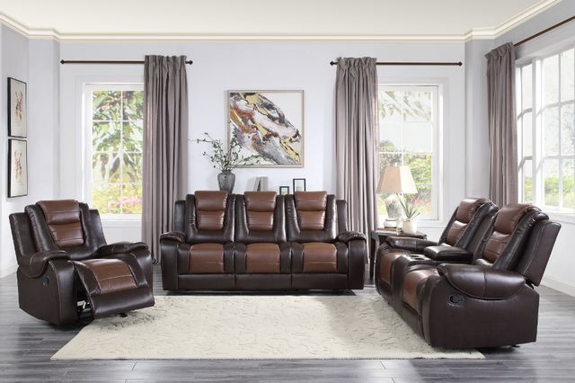 Homelegance® Briscoe Brown Manual Reclining Sofa-1