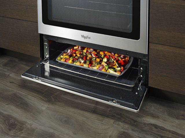 Whirlpool® 30" Black on Stainless Steel Free Standing Gas Range-1