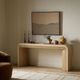 Four Hands Jane Sandy Oak Veneer Top Console Table with Beige Painted Linen Base-1